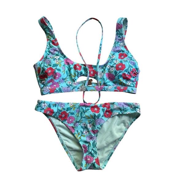 Nanette Lepore Cait Floral Bikini Swimsuit Blue Size 4 NWT - Picture 2 of 11